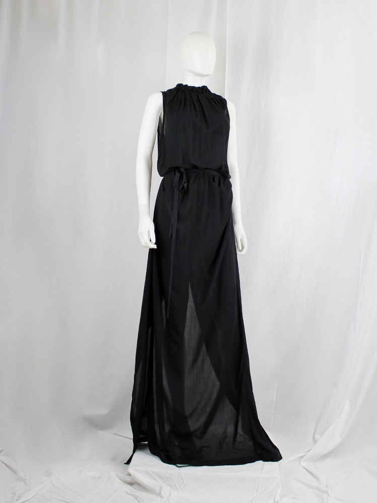 vintage Ann Demeulemeester black maxi dress with buttons along the full back spring 2019 (25)
