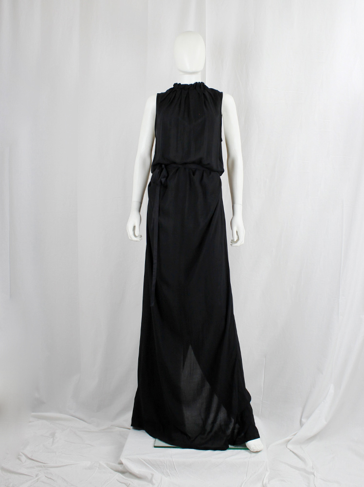vintage Ann Demeulemeester black maxi dress with buttons along the full back spring 2019 (30)