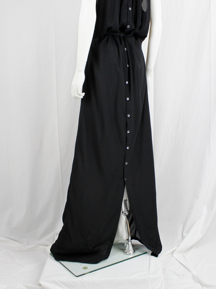 vintage Ann Demeulemeester black maxi dress with buttons along the full back spring 2019 (5)