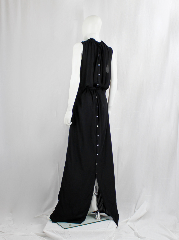 vintage Ann Demeulemeester black maxi dress with buttons along the full back spring 2019 (6)