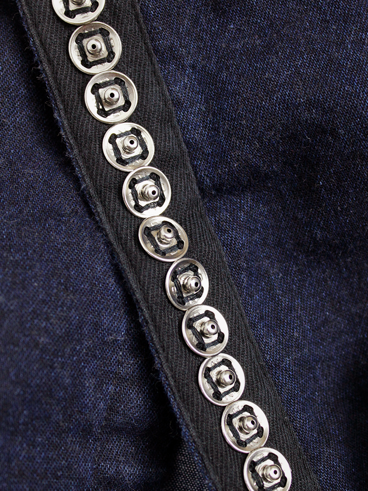 vintage Ann Demeulemeester denim skirt with silver snap buttons along the full length spring 2001 (14)