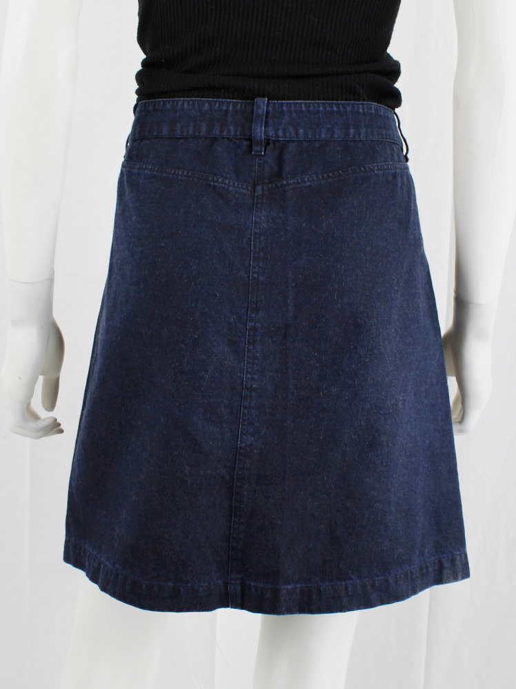 vintage Ann Demeulemeester denim skirt with silver snap buttons along the full length spring 2001 (6)