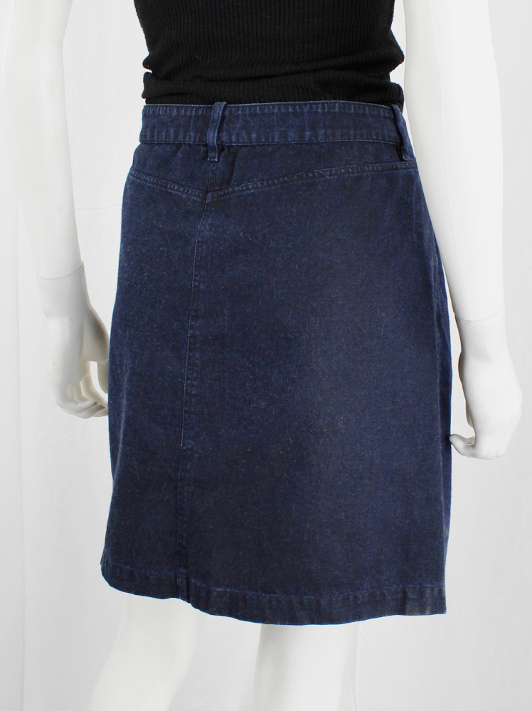 vintage Ann Demeulemeester denim skirt with silver snap buttons along the full length spring 2001 (7)