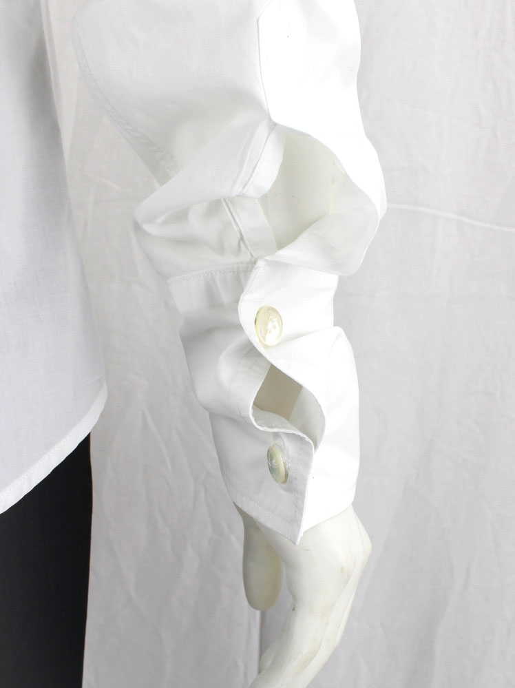 vintage Ann Demeulemeester white shirt with front buttons half covered by a button flap (13)
