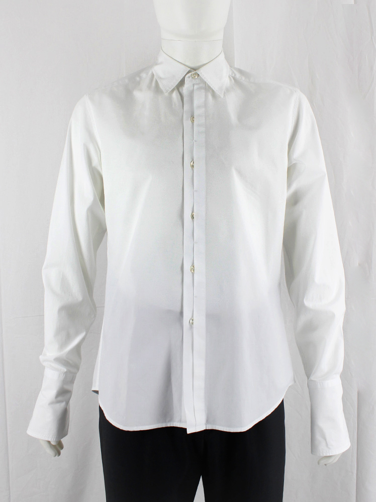 vintage Ann Demeulemeester white shirt with front buttons half covered by a button flap (2)