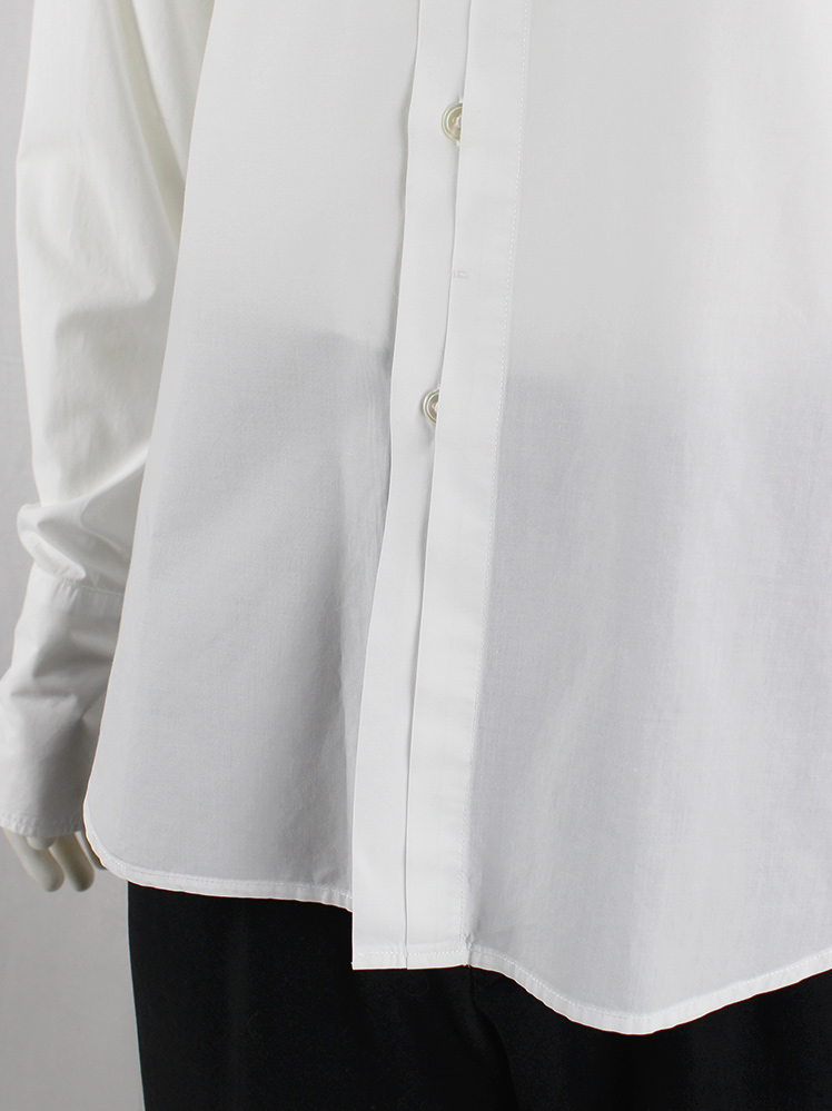 vintage Ann Demeulemeester white shirt with front buttons half covered by a button flap (4)