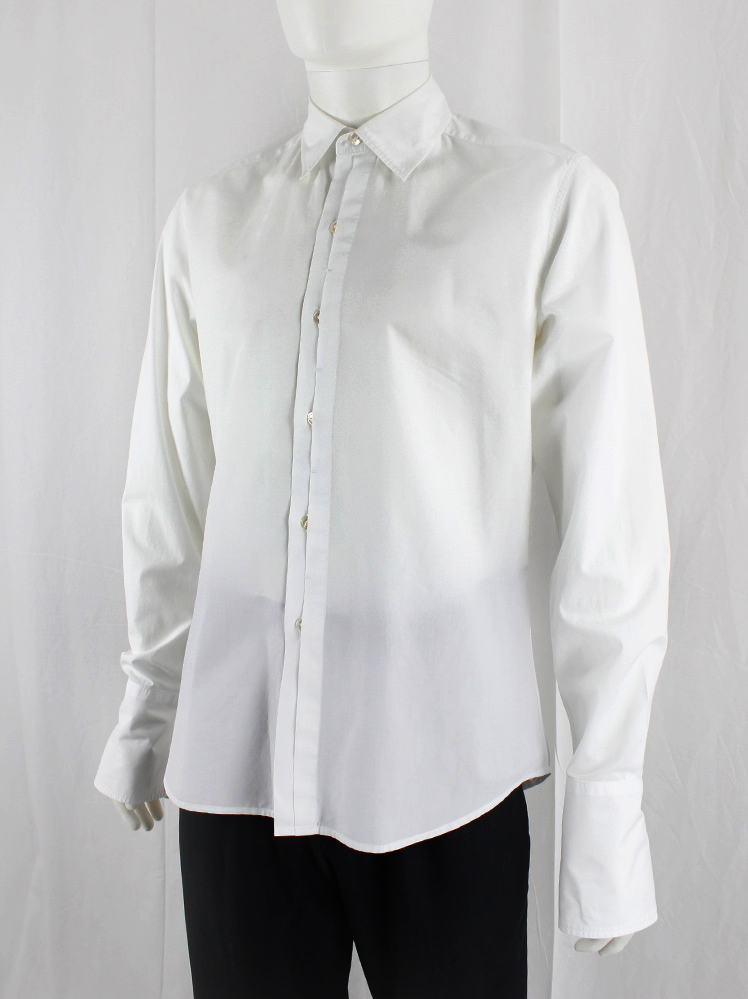 vintage Ann Demeulemeester white shirt with front buttons half covered by a button flap (5)