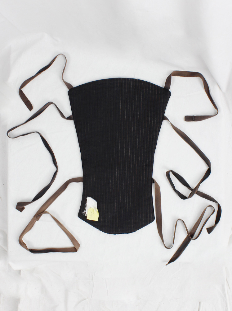 vintage Dirk Van Saene black padded breastplate with brown ribbons fall 1999 (14)