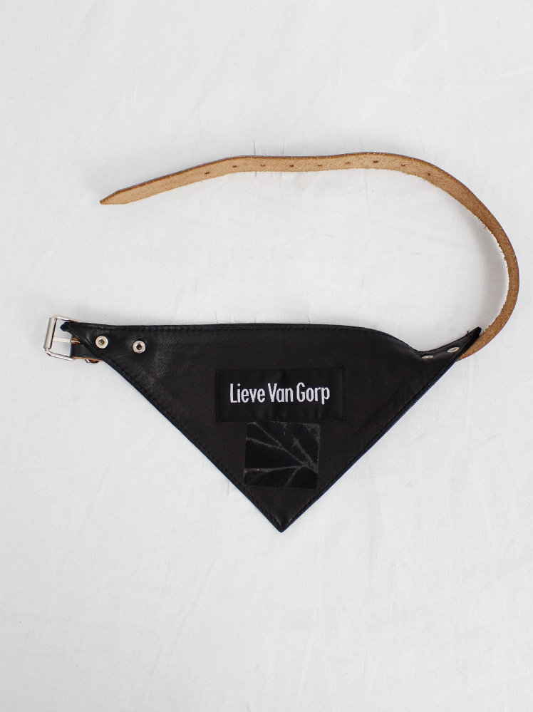 vintage Lieve Van Gorp black leather neck scarf with belt fall 2000 (12)
