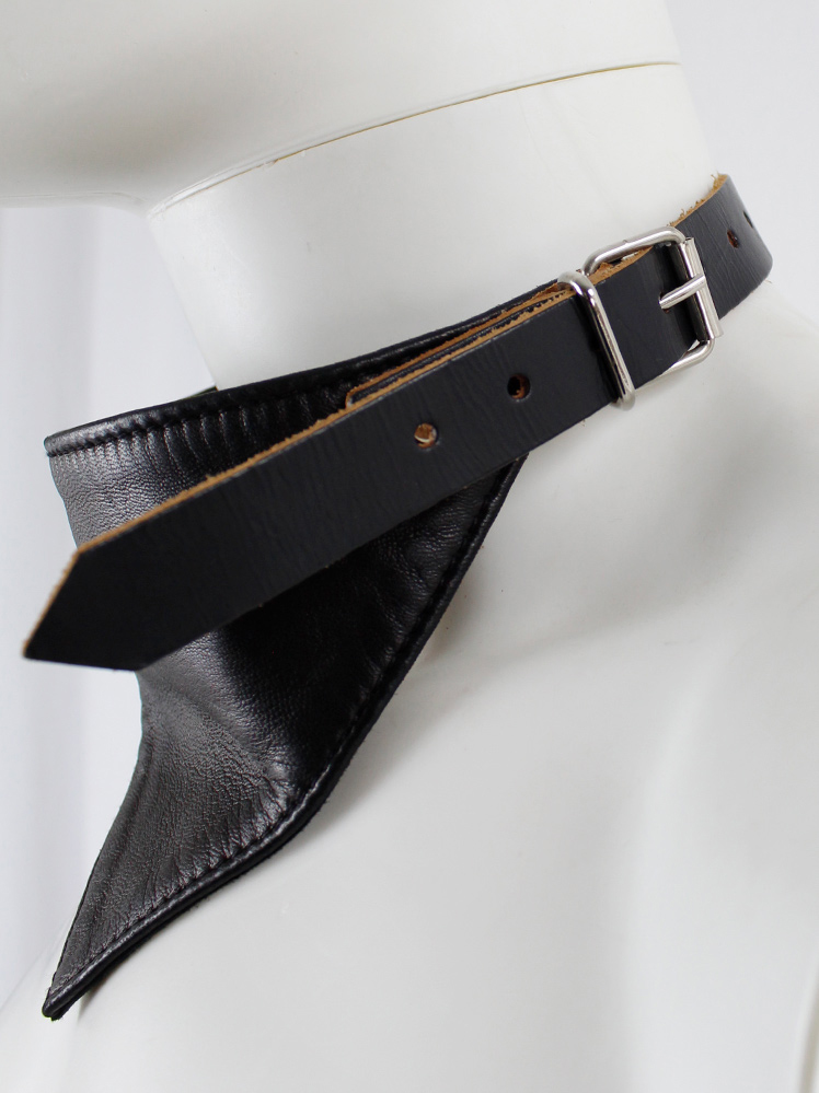 vintage Lieve Van Gorp black leather neck scarf with belt fall 2000 (6)