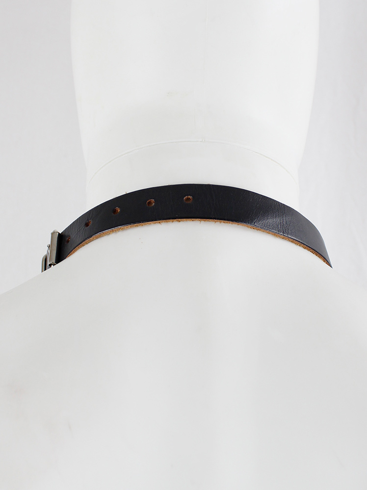 vintage Lieve Van Gorp black leather neck scarf with belt fall 2000 (7)