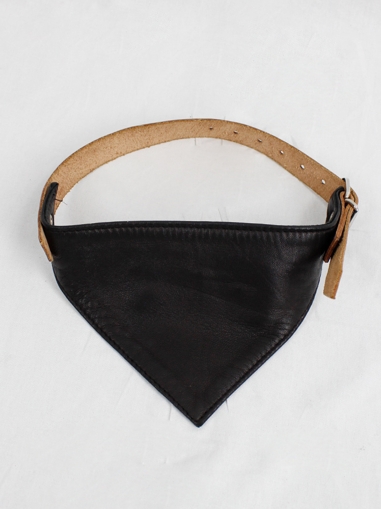 vintage Lieve Van Gorp black leather neck scarf with belt fall 2000 (8)