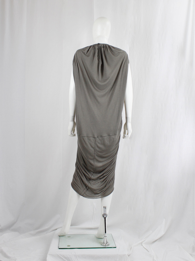 vintage Rick Owens lilies brown-grey double layered lobster dress with pleated front and draped back (10)