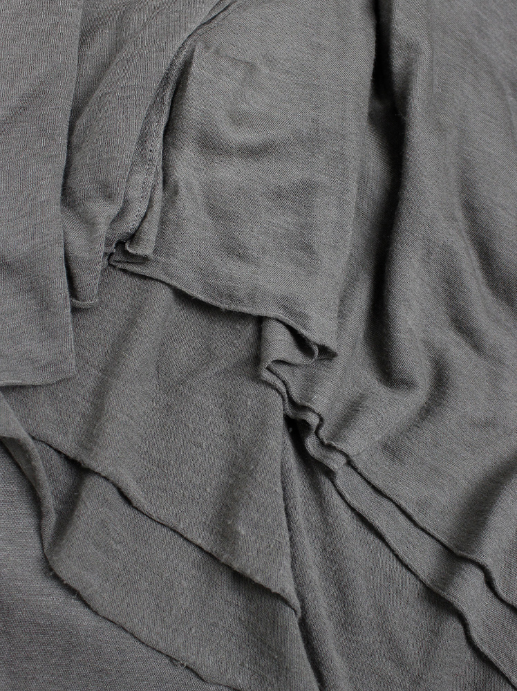 vintage Rick Owens lilies brown-grey double layered lobster dress with pleated front and draped back (13)