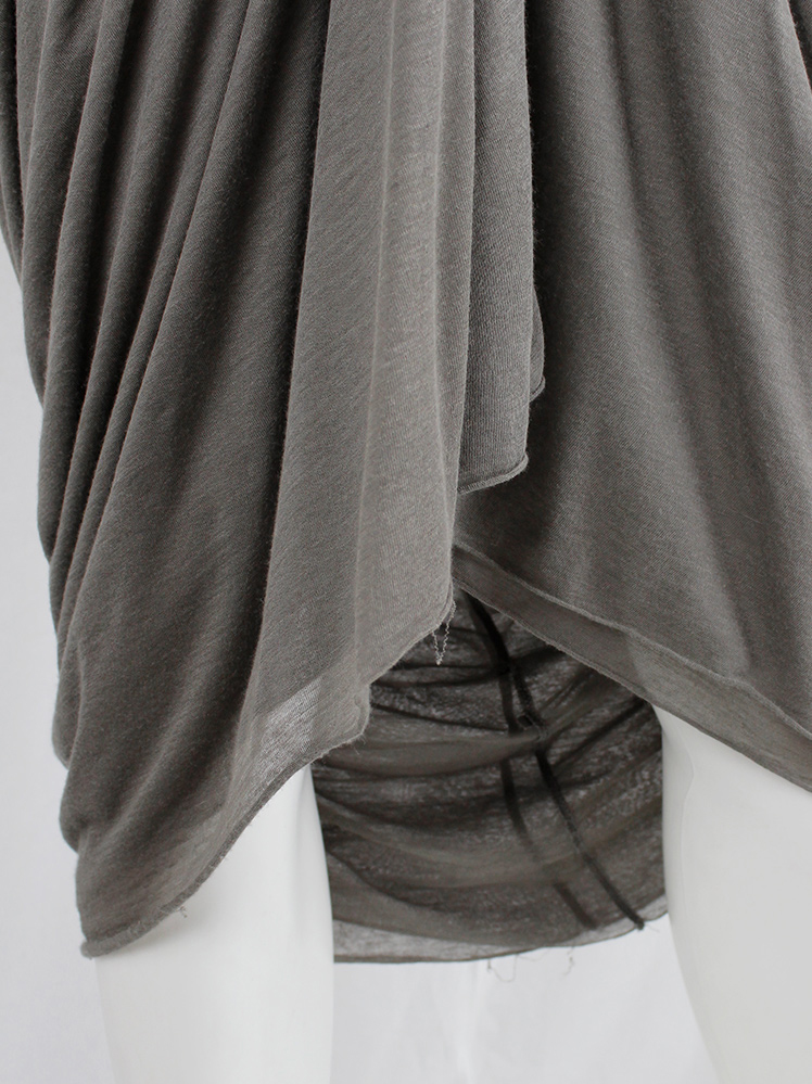 vintage Rick Owens lilies brown-grey double layered lobster dress with pleated front and draped back (3)