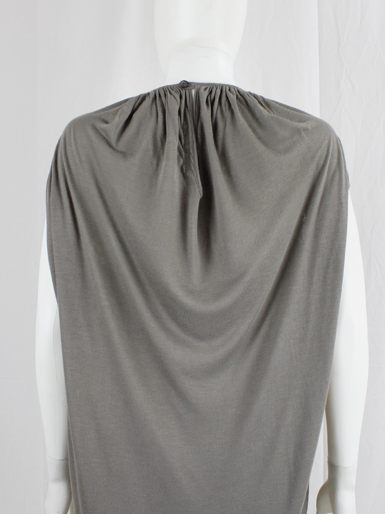 vintage Rick Owens lilies brown-grey double layered lobster dress with pleated front and draped back (7)