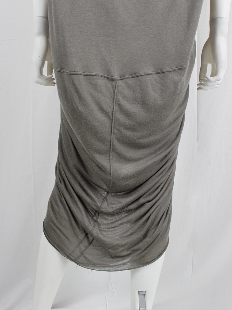 vintage Rick Owens lilies brown-grey double layered lobster dress with pleated front and draped back (9)