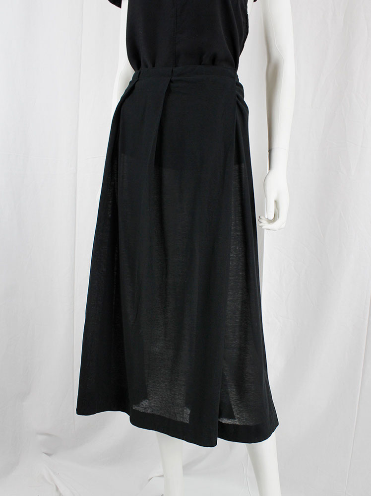 vintage Y’s Yohji Yamamoto black long skirt with pleating (10)