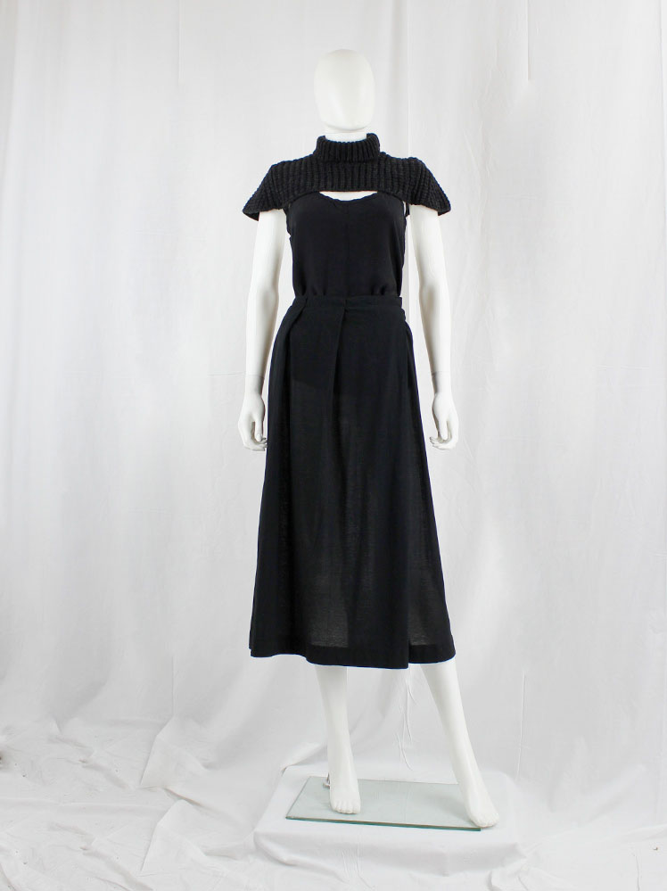 vintage Y’s Yohji Yamamoto black long skirt with pleating (2)