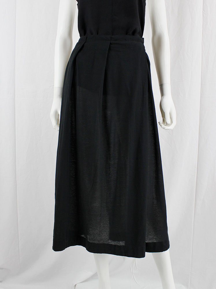 vintage Y’s Yohji Yamamoto black long skirt with pleating (9)
