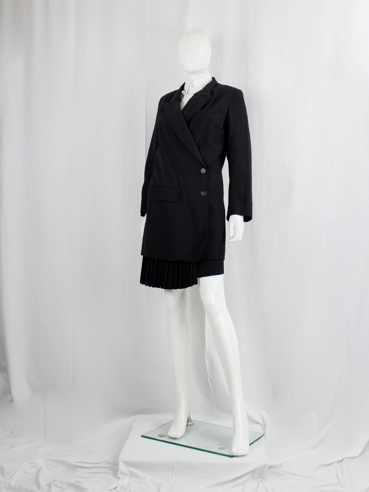 1990s 90s Ann Demeulemeester black asymmetric blazer with overlapping front fall 1998 (11)