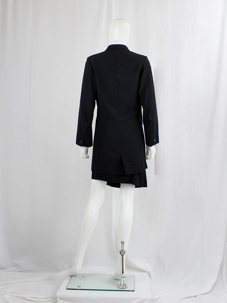 1990s 90s Ann Demeulemeester black asymmetric blazer with overlapping front fall 1998 (12)