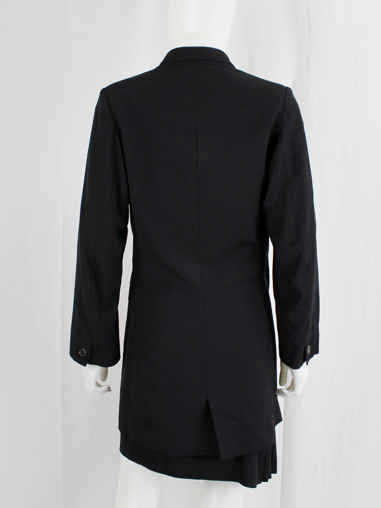 1990s 90s Ann Demeulemeester black asymmetric blazer with overlapping front fall 1998 (16)