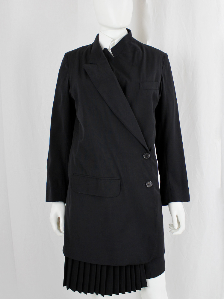 1990s 90s Ann Demeulemeester black asymmetric blazer with overlapping front fall 1998 (17)