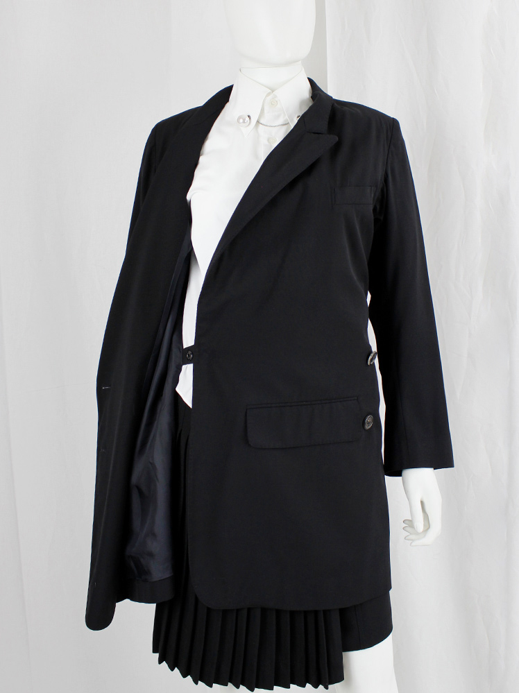 1990s 90s Ann Demeulemeester black asymmetric blazer with overlapping front fall 1998 (2)
