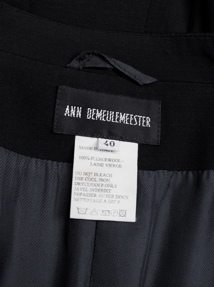 1990s 90s Ann Demeulemeester black asymmetric blazer with overlapping front fall 1998 (21)