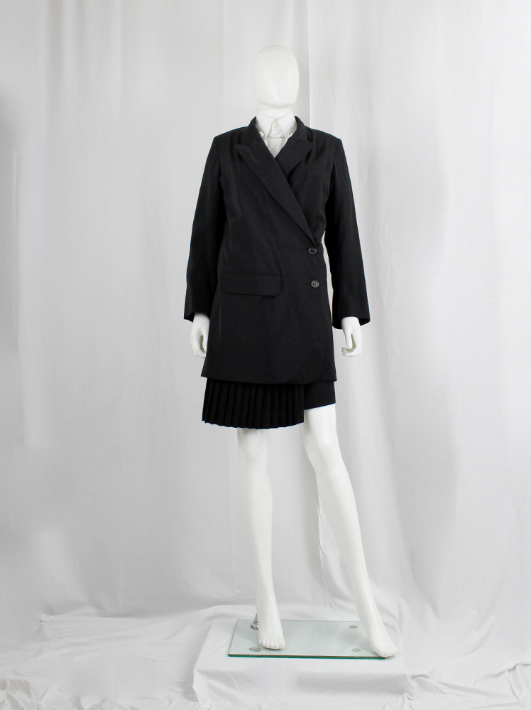 1990s 90s Ann Demeulemeester black asymmetric blazer with overlapping front fall 1998 (9)