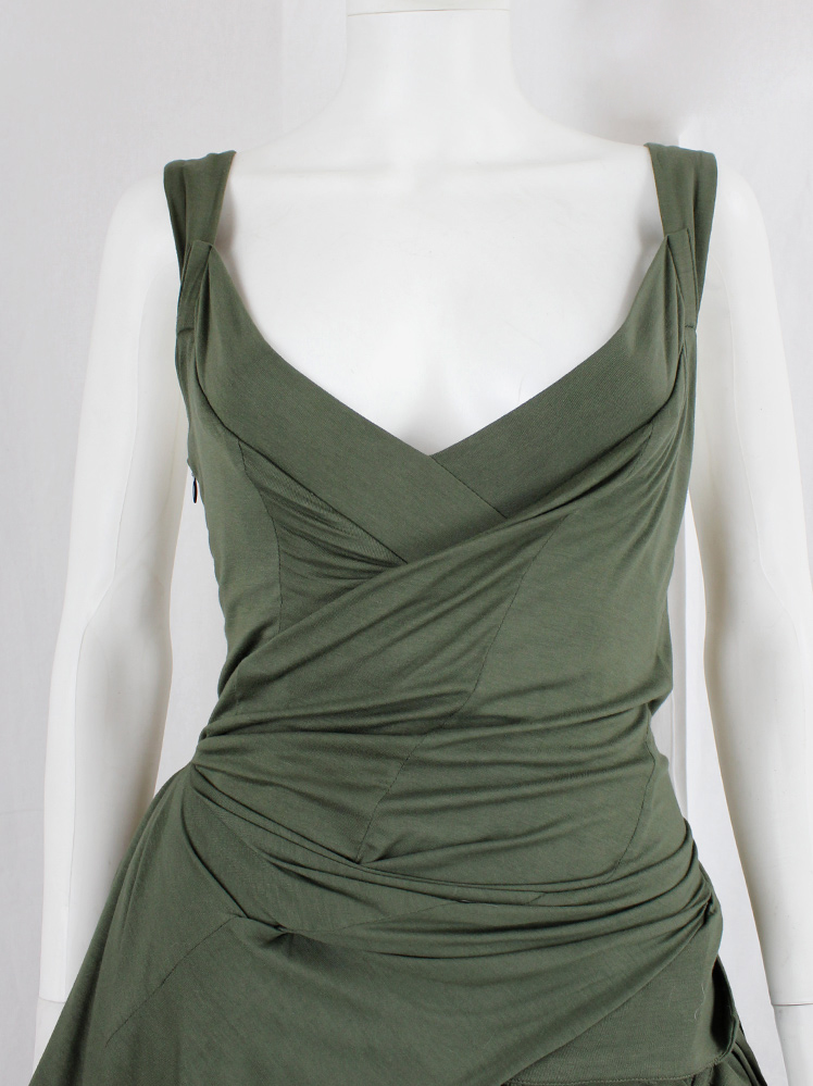 vinitage af Vandevorst khaki green dress with skirt designed as a deconstructed wedding dress spring 2017 (21)