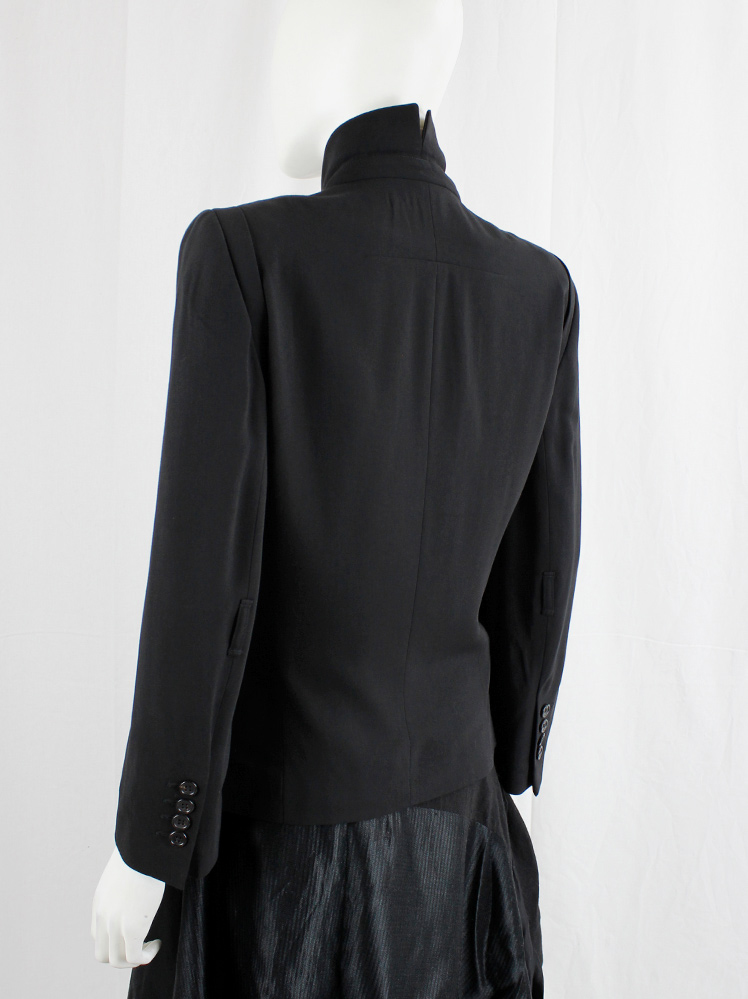vintage Ann Demeulemeester Blanche black high closing blazer with silver chains fall 2004 re-edition (12)