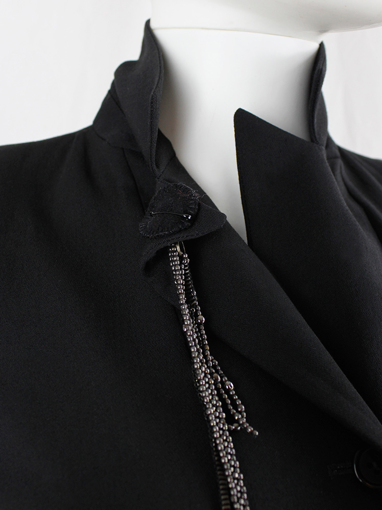 vintage Ann Demeulemeester Blanche black high closing blazer with silver chains fall 2004 re-edition (13)