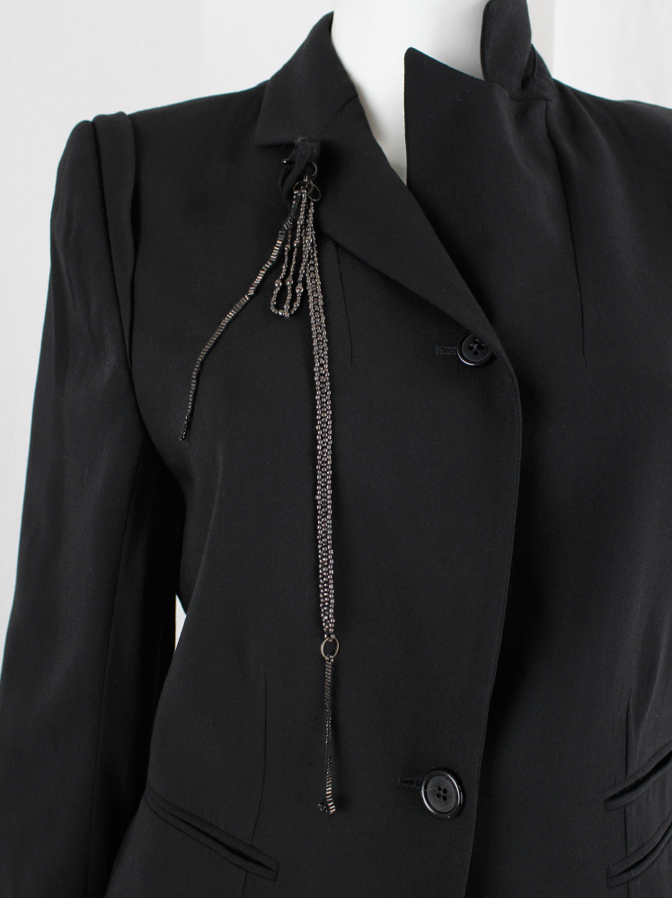 vintage Ann Demeulemeester Blanche black high closing blazer with silver chains fall 2004 re-edition (4)