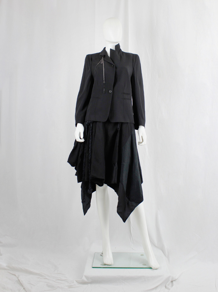 vintage Ann Demeulemeester Blanche black high closing blazer with silver chains fall 2004 re-edition (6)