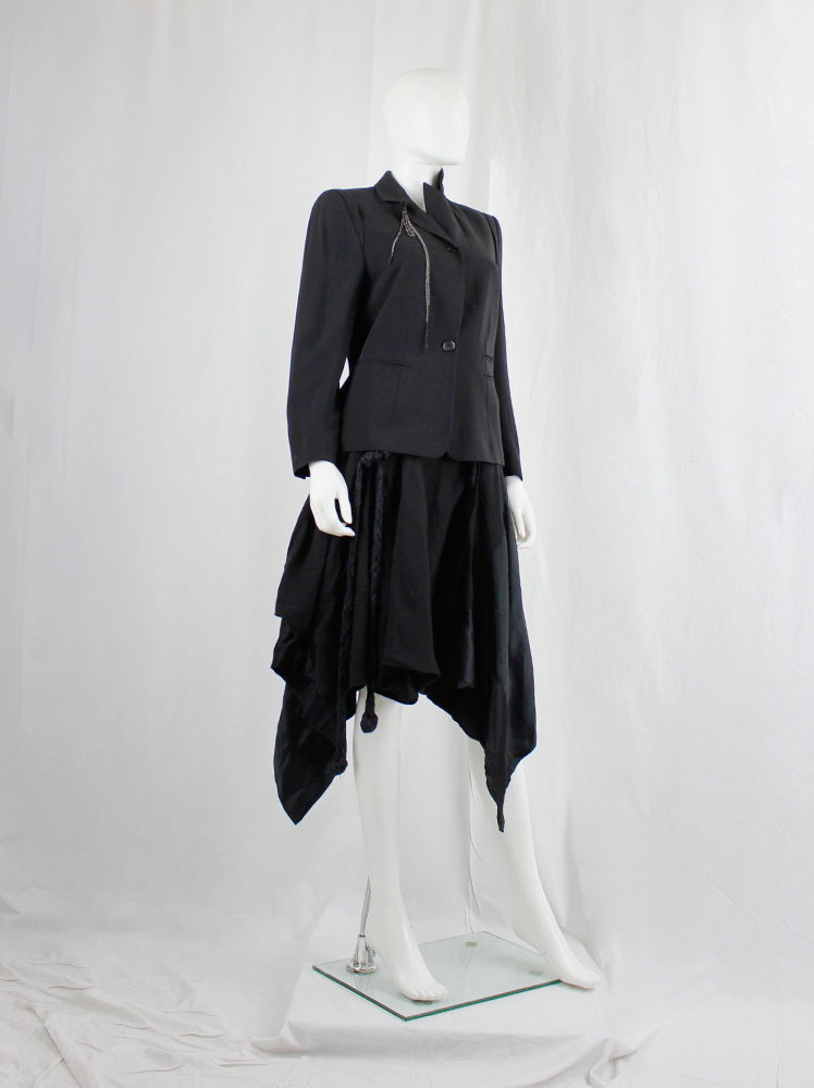 vintage Ann Demeulemeester Blanche black high closing blazer with silver chains fall 2004 re-edition (7)