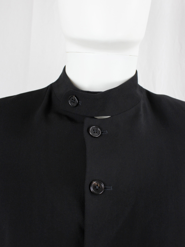 vintage Ann Demeulemeester black jacket with 6 front button closure and standing neckline spring 2016 (1)