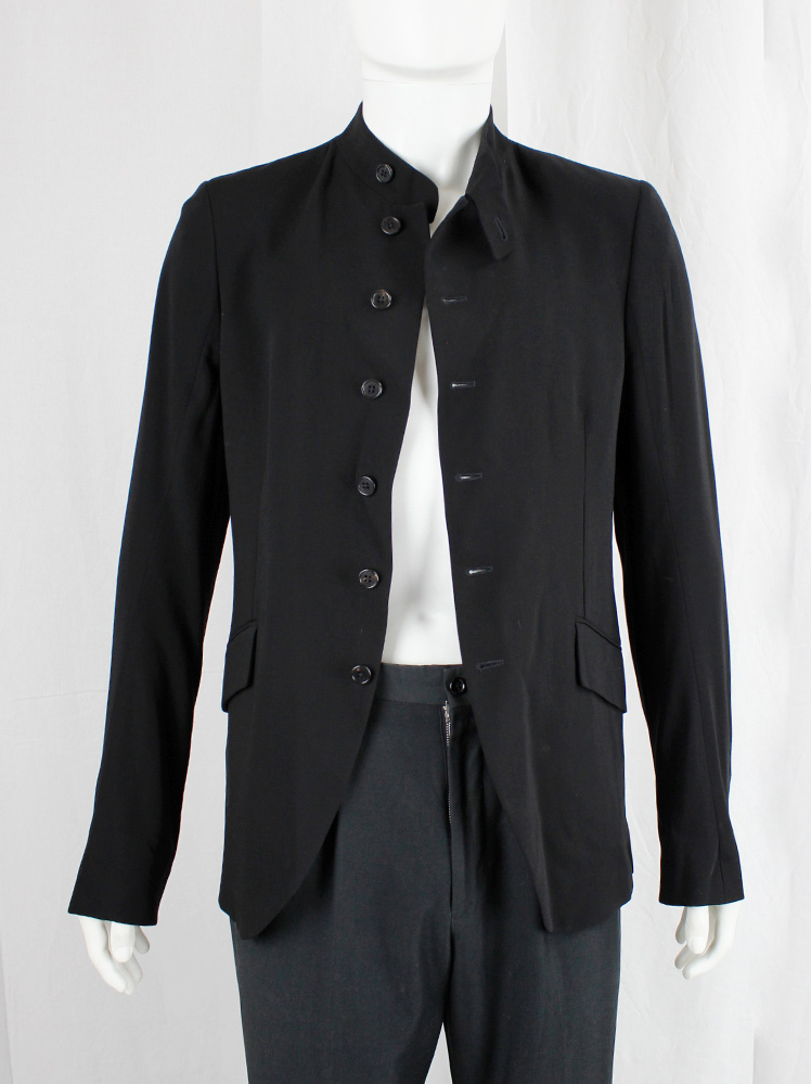 vintage Ann Demeulemeester black jacket with 6 front button closure and standing neckline spring 2016 (14)