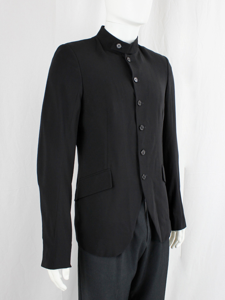vintage Ann Demeulemeester black jacket with 6 front button closure and standing neckline spring 2016 (3)