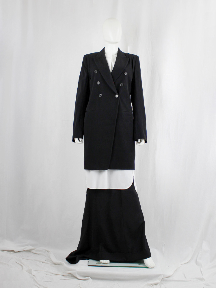 vintage Ann Demeulemeester black long double breasted coat fall 2003 (10)