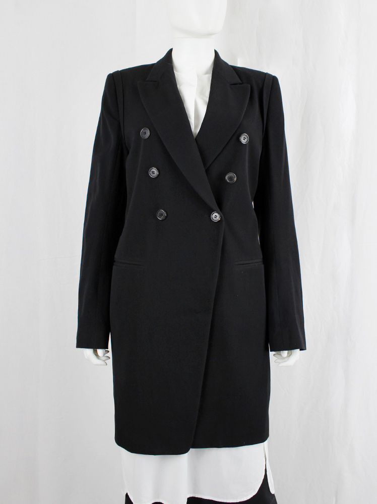 vintage Ann Demeulemeester black long double breasted coat fall 2003 (11)