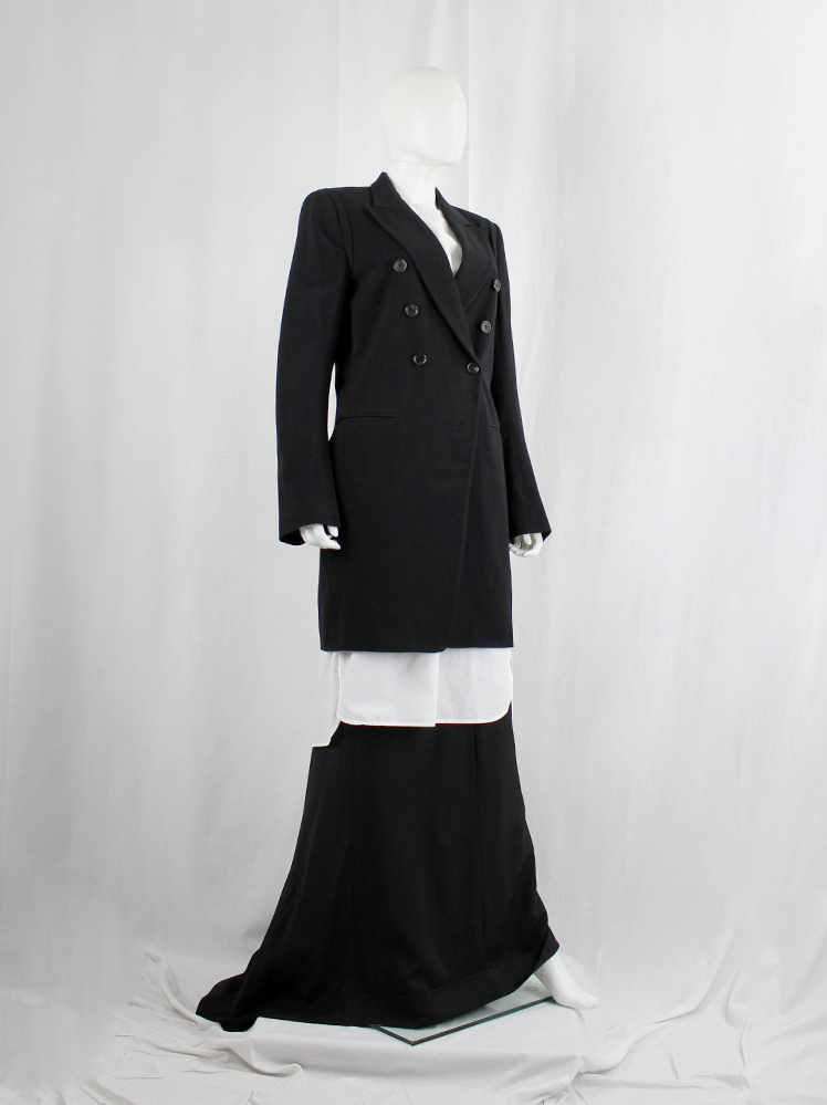 vintage Ann Demeulemeester black long double breasted coat fall 2003 (2)