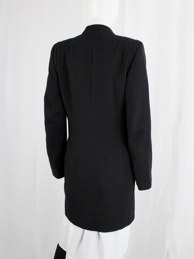 vintage Ann Demeulemeester black long double breasted coat fall 2003 (5)