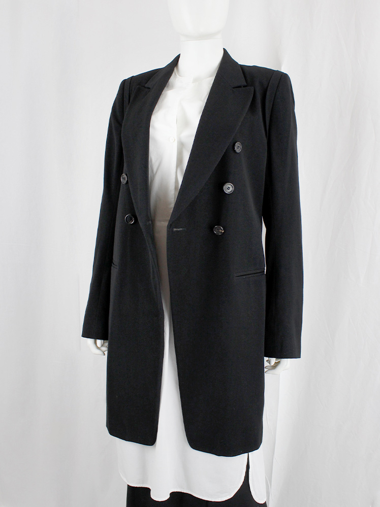 vintage Ann Demeulemeester black long double breasted coat fall 2003 (8)