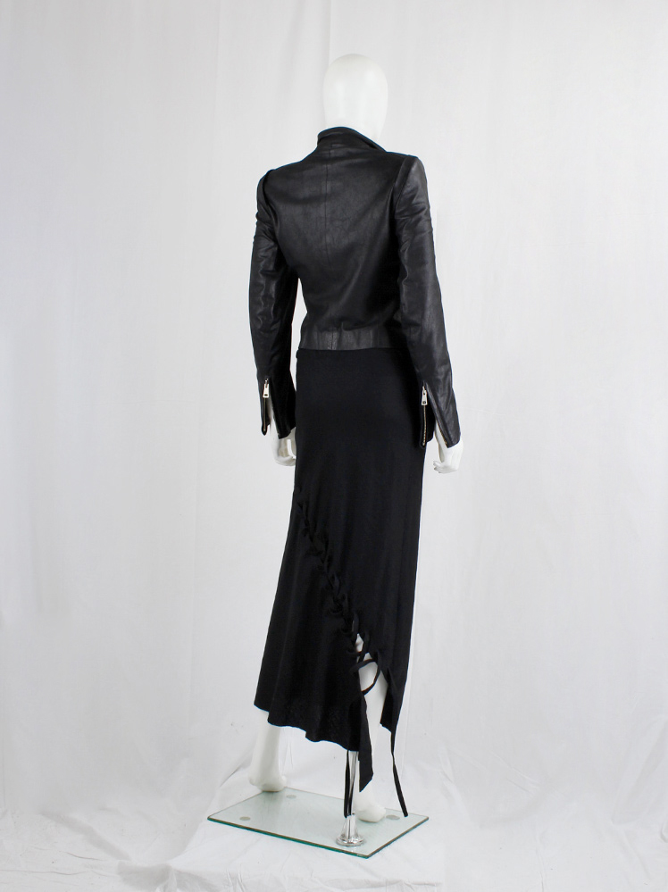 vintage Ann Demeulemeester black maxi skirt with diagonal corset lacing fall 2006 (1)