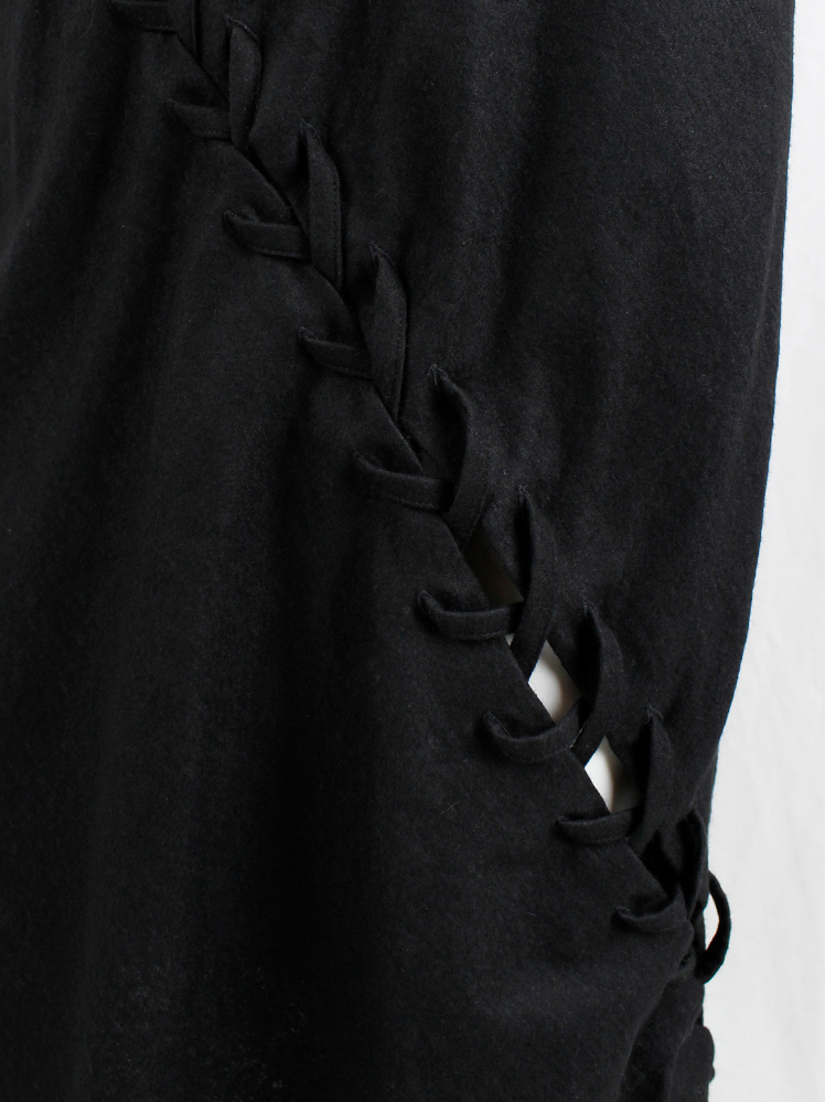 vintage Ann Demeulemeester black maxi skirt with diagonal corset lacing fall 2006 (11)