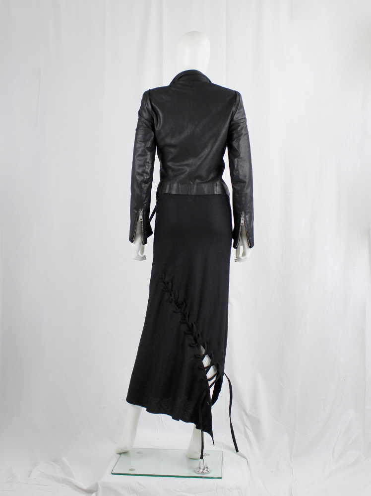 vintage Ann Demeulemeester black maxi skirt with diagonal corset lacing fall 2006 (20)