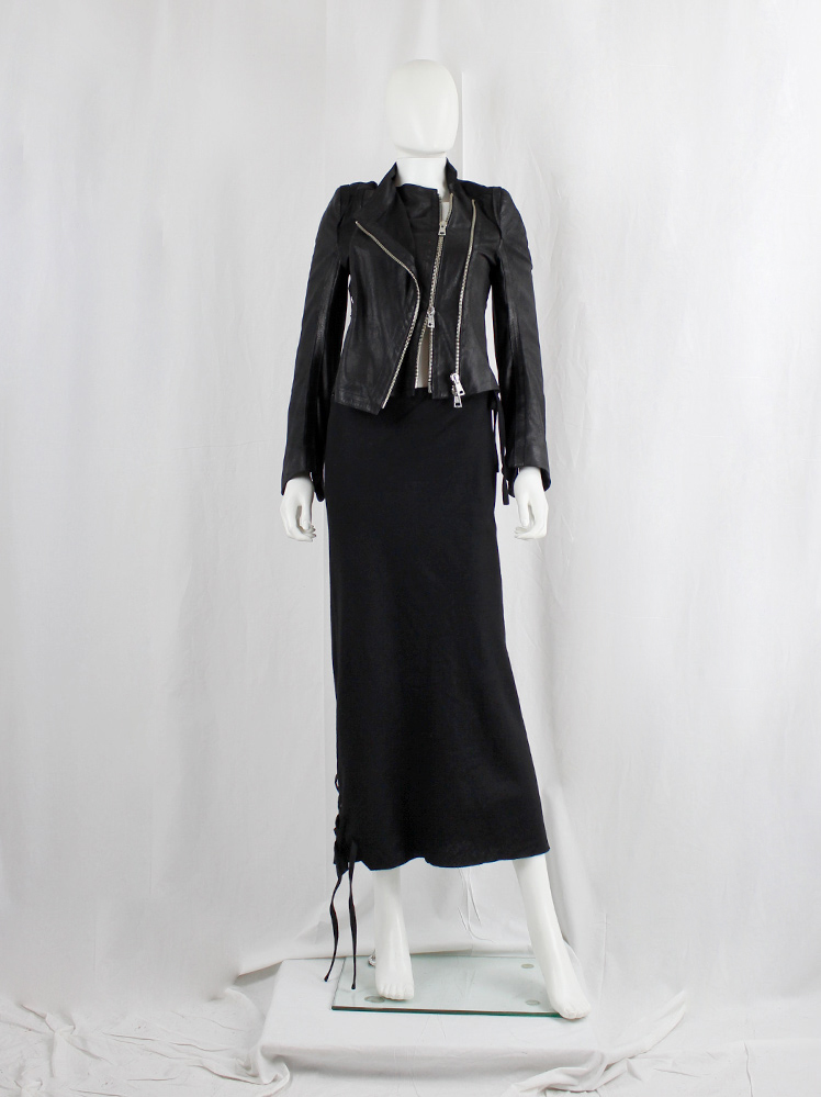 vintage Ann Demeulemeester black maxi skirt with diagonal corset lacing fall 2006 (5)