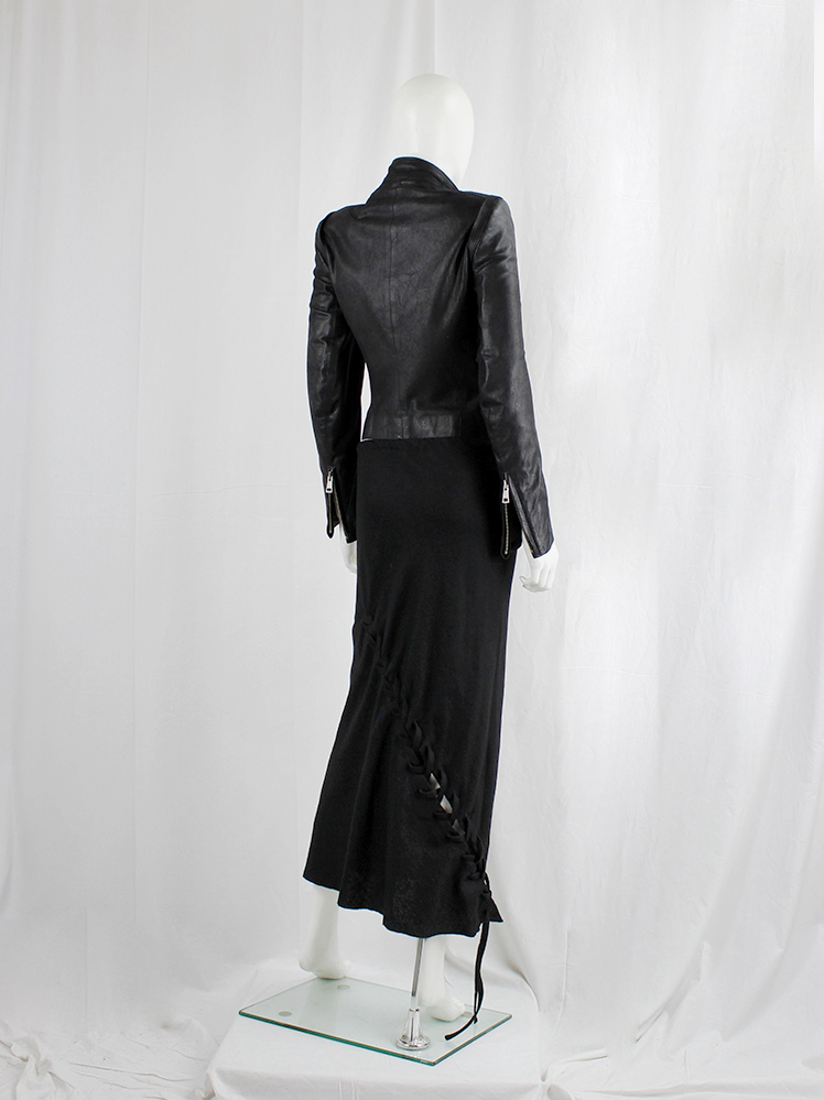 vintage Ann Demeulemeester black maxi skirt with diagonal corset lacing fall 2006 (7)
